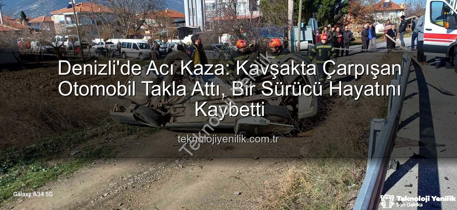 Denizli kaza - Denizli'de Acı Kaza: Kavşakta Çarpışan Otomobil Takla Attı, Bir Sürücü Hayatını Kaybetti